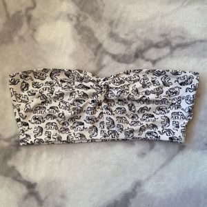 F21 Cute black & white elephant bandeau top